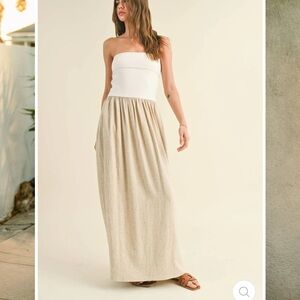 Linen With Ribbed Knitted Top Combo Dress